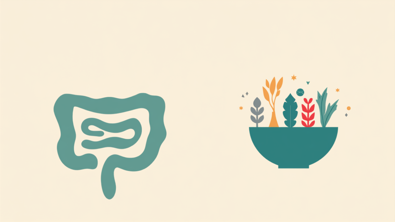 Abstract minimalist teal illustration of the digestive system