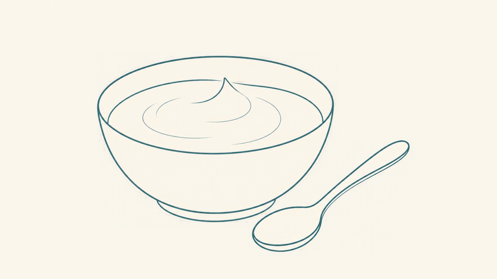 Minimalist illustration of a bowl of yogurt with a spoon
